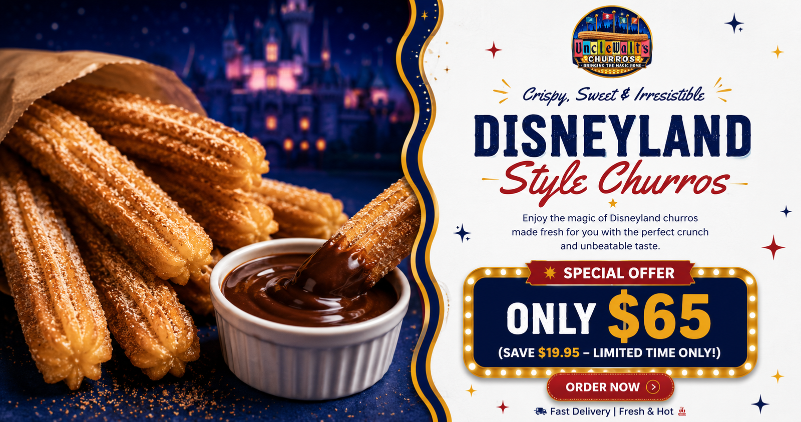 Uncle Walt’s Churros – Theme Park Churros Delivered Fresh Bring the Magic of Golden, Cinnamon-Sugar Churros Home